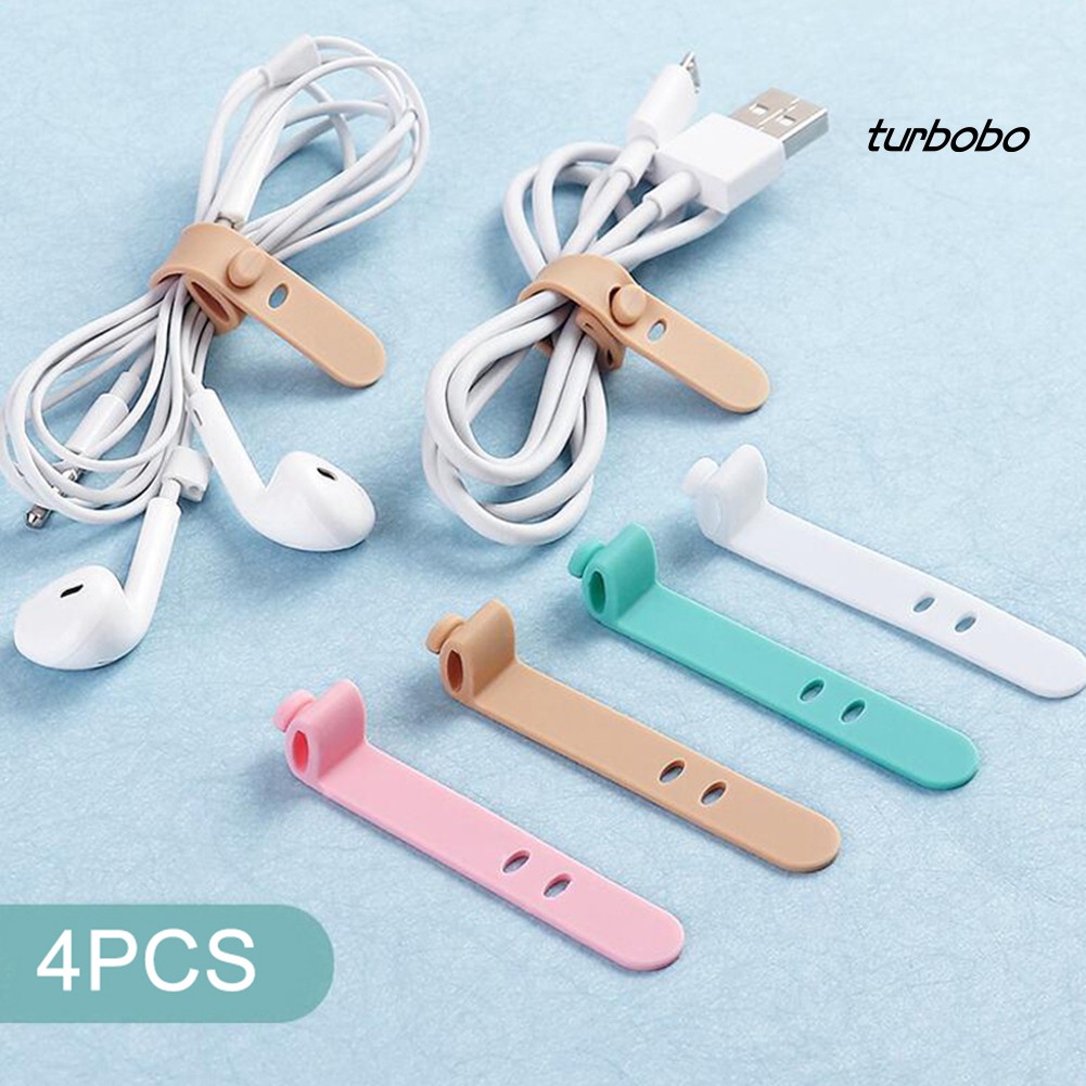 Set 4 Phụ Kiện Giữ Dây Cáp Gọn Gàng Bằng Silicon Tiện Dụng