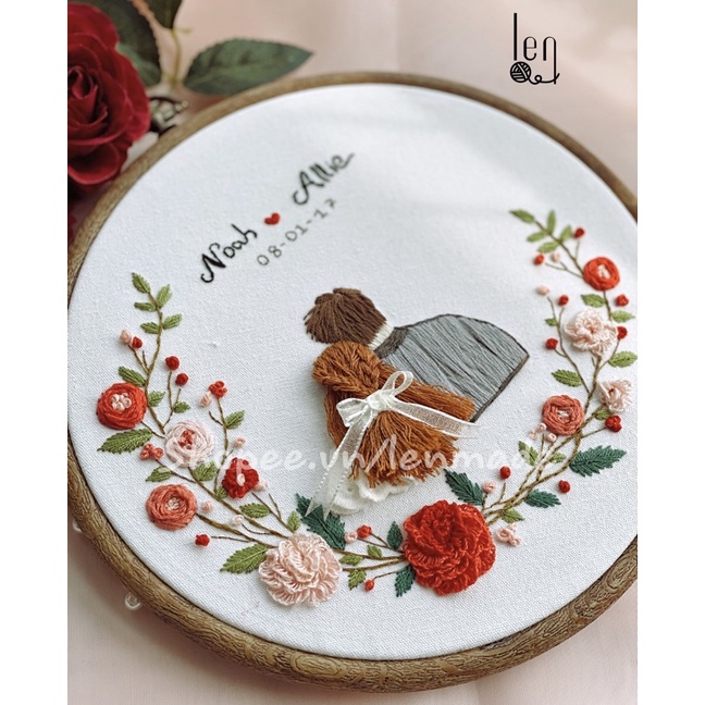 DIY bộ KIT thêu tay kỉ niệm TÌNH YÊU tự làm quà tặng valentine handmade decor trang trí nhà bàn tiệc Lenmade đám cưới