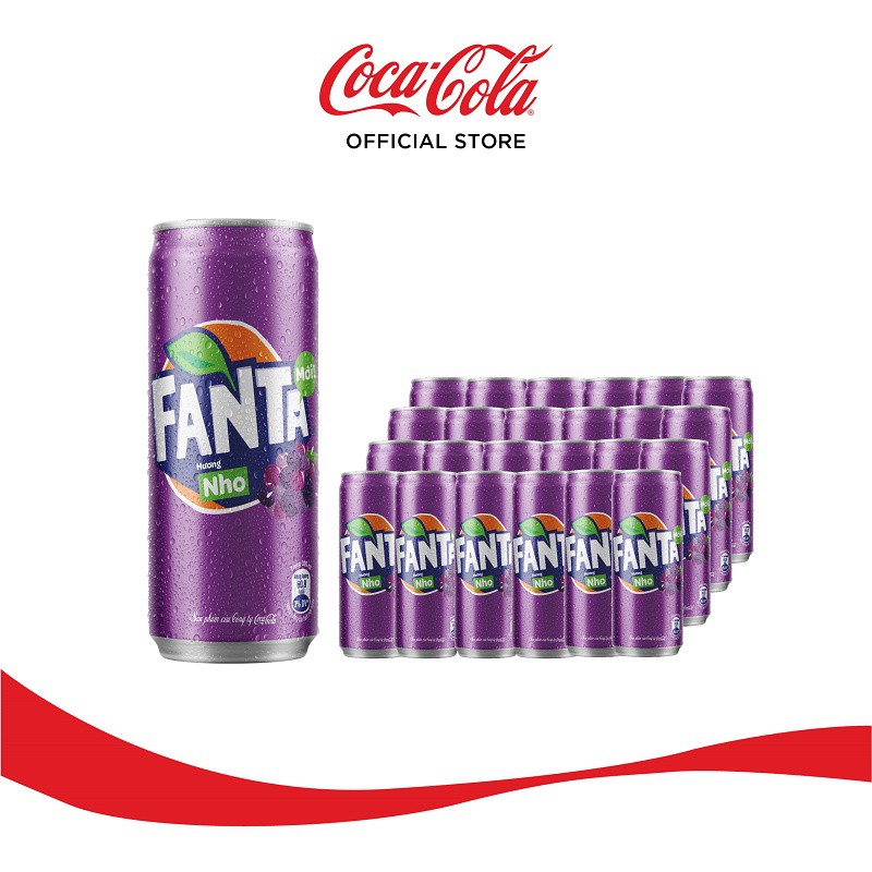 Lốc 24 Lon Nước Giải Khát Có Gas Fanta Nho 320ml x 24 lon