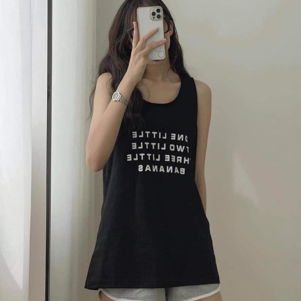 Set tanktop áo chữ kèm quần sooc, Bộ quần short đùi ống rộng kèm áo ba lỗ tank top form rông Ulzzang