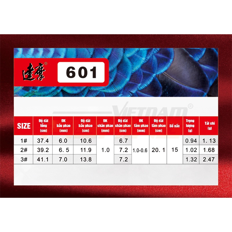 Phao câu đài, phao lông công Đạt Ma 601 cao cấp