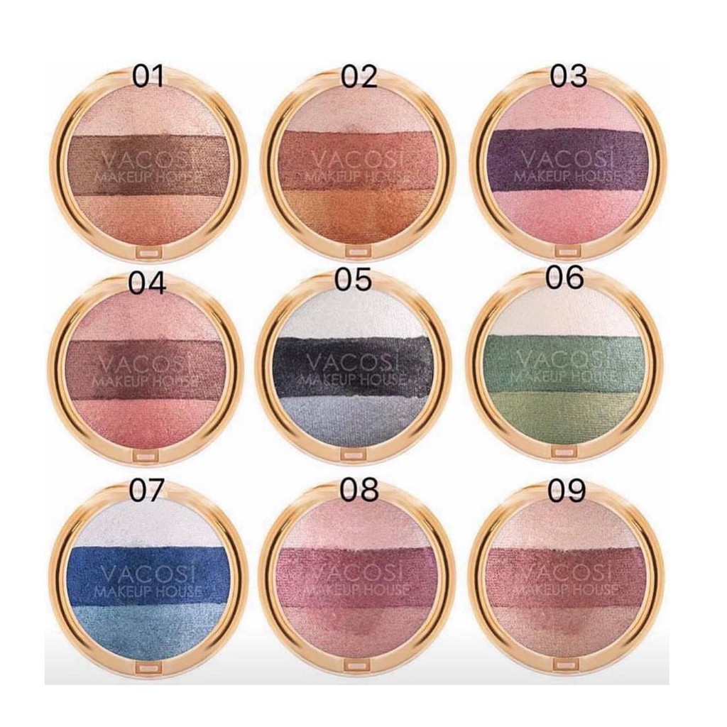 [HÀNG CHÍNH HÃNG] Phấn Mắt 3 Màu Hộp Tròn Vacosi Trio Eyeshadow 5g (9 Tone Màu)