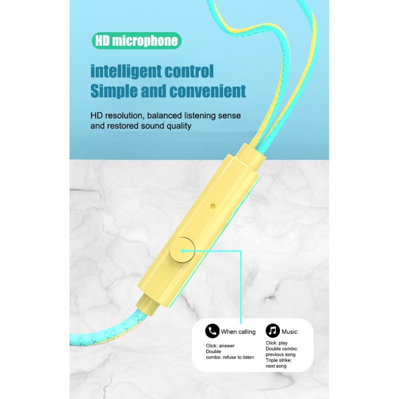 In-ear Wired Headphones With Mic Colorful Hifi Sound Noice Cancelling Earbuds For Smartphone Universal