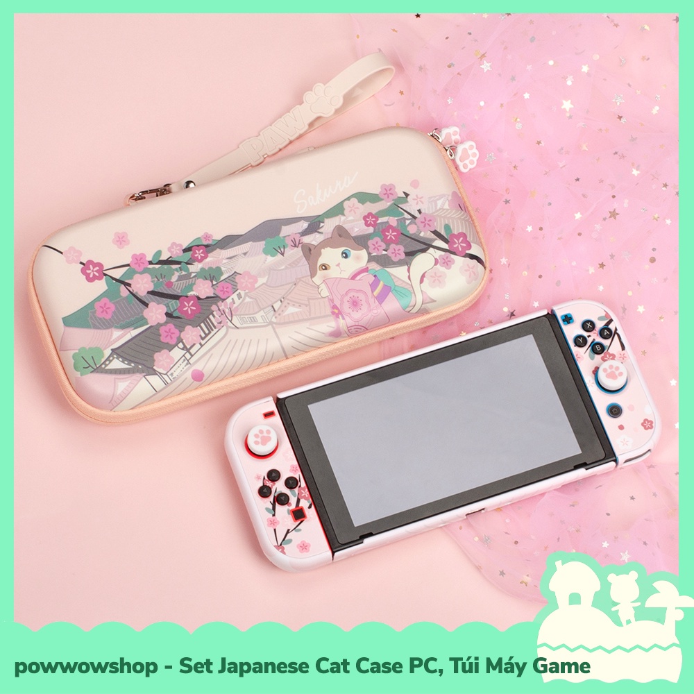 OLED/V1/V2 Set Phụ Kiện Case PC Gắn Dock, Túi Máy Đựng Máy Game Cầm Tay Nintendo Switch Amazing Cat