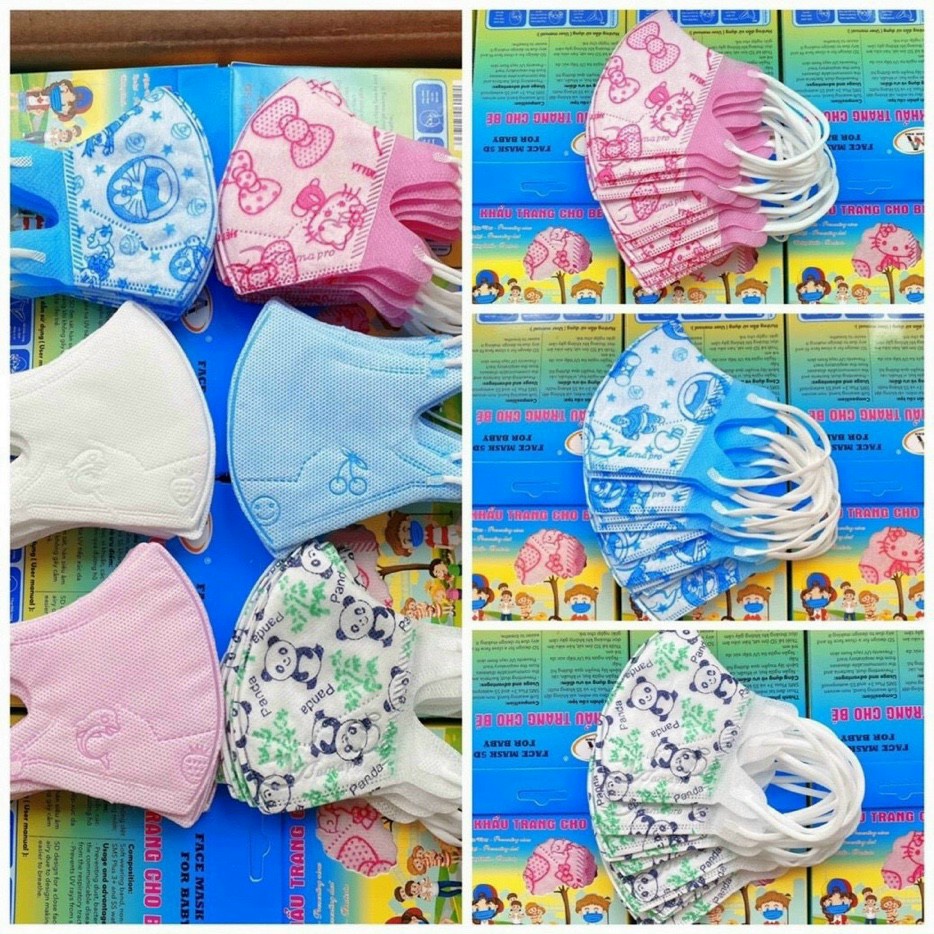 Khẩu Trang Y Tế Em Bé 5D Hoạt Hình (10 Cái)