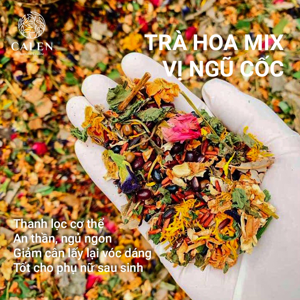 Trà Ngũ Cốc Thảo Mộc CALEN Gạo Lứt Huyết Rồng-Đậu Đỏ-Đậu Đen-Hoa Nhài Calen chai 200gr - Giúp Giảm Cân Mát Gan Giải Độc