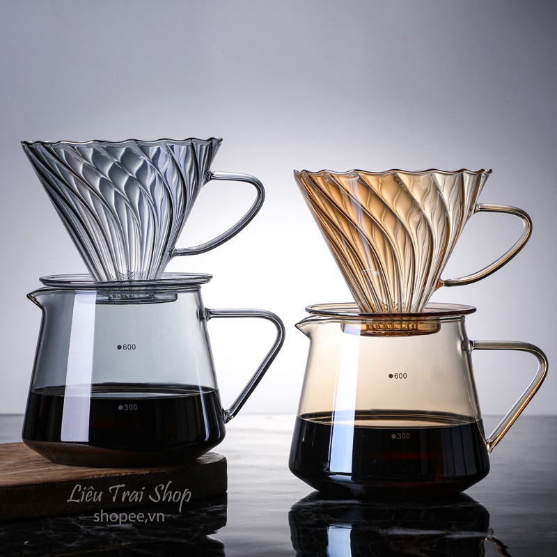 Bộ phễu lọc cà phê giấy v60 pour over drip tornado dripper