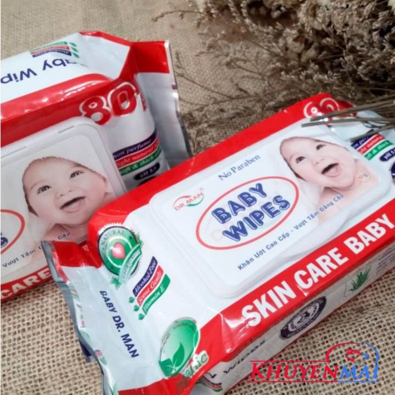 [TIỆN DỤNG] Khăn giấy ướt - khăn lau em bé Baby Wipes loại 80g làm mềm da - sạch khuẩn không gây hại da bé