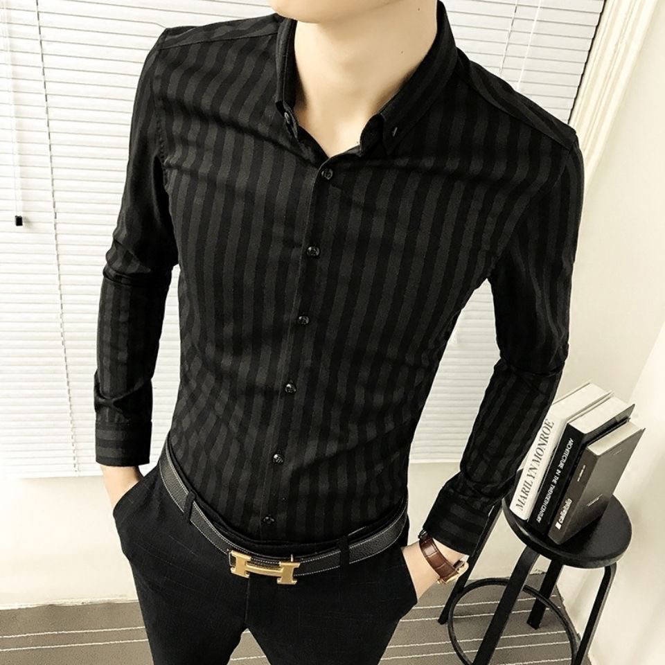 Áo Sơ Mi.Quần áo.Anh bạn. Áo Sơ Mi Tay Dài Kẻ Sọc Ấm Áp Thời Trang Hàn Quốc Cho Nam