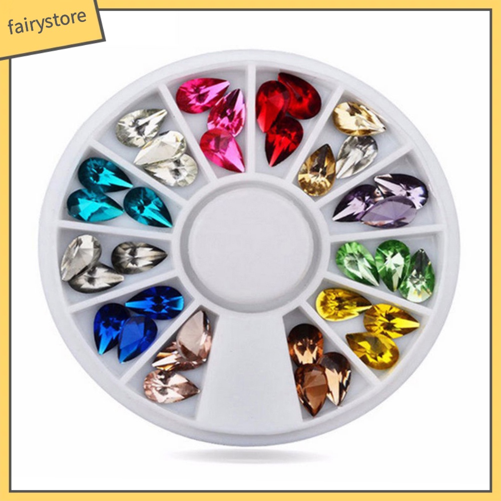 Hộp tròn đựng phụ kiện đá hình giọt nước dùng trang trí móng