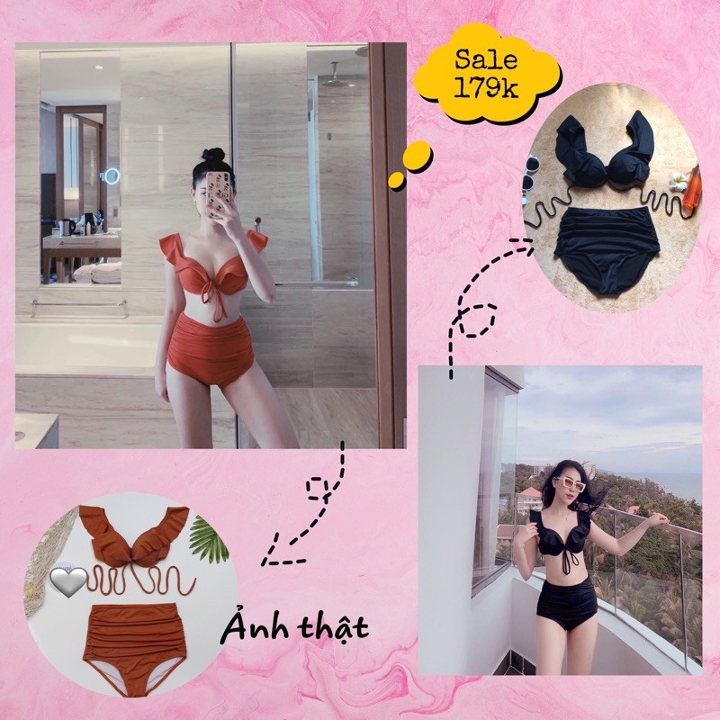 Bikini cạp cao FREESHIP cánh tiên cam đất