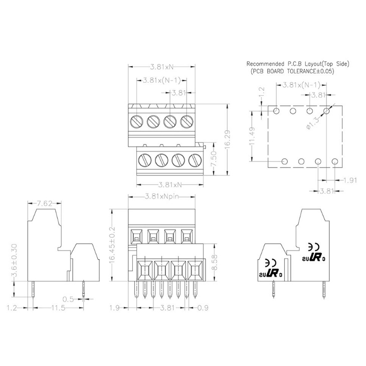 Domino thẳng KF128HL 3.81 2P