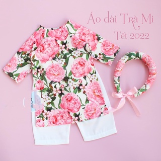 Áo dài hoa hồng bé gái