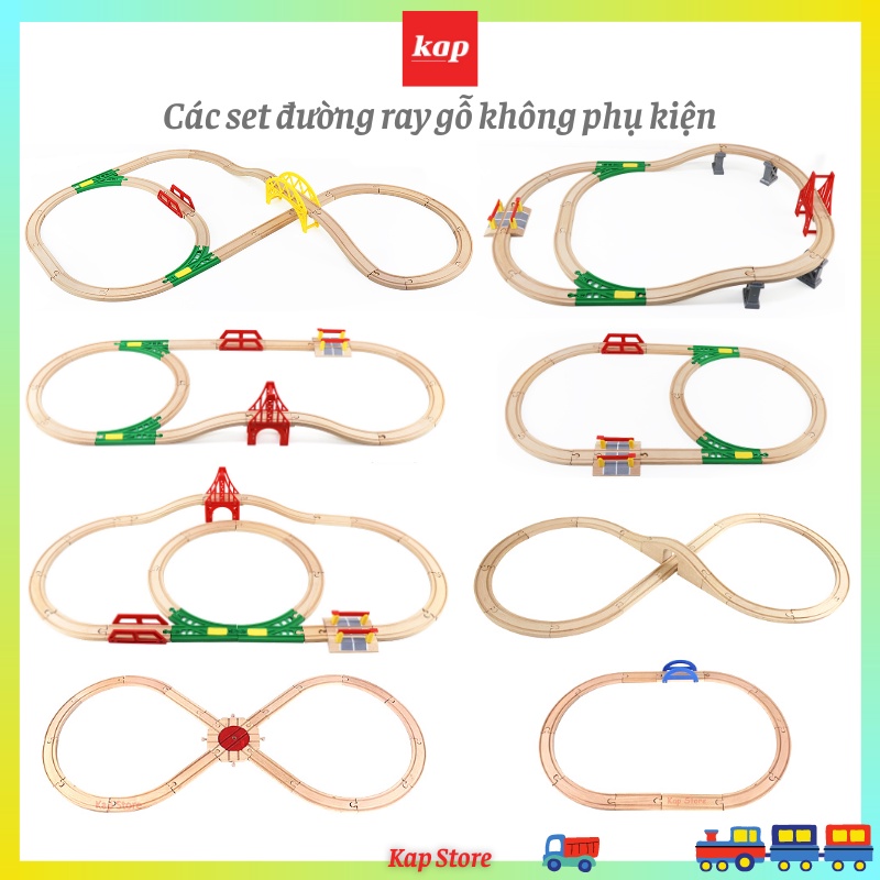 Các mẫu đường ray xe lửa gỗ, gỗ Dẻ Gai , Không gồm xe và các loại phụ kiện trang trí