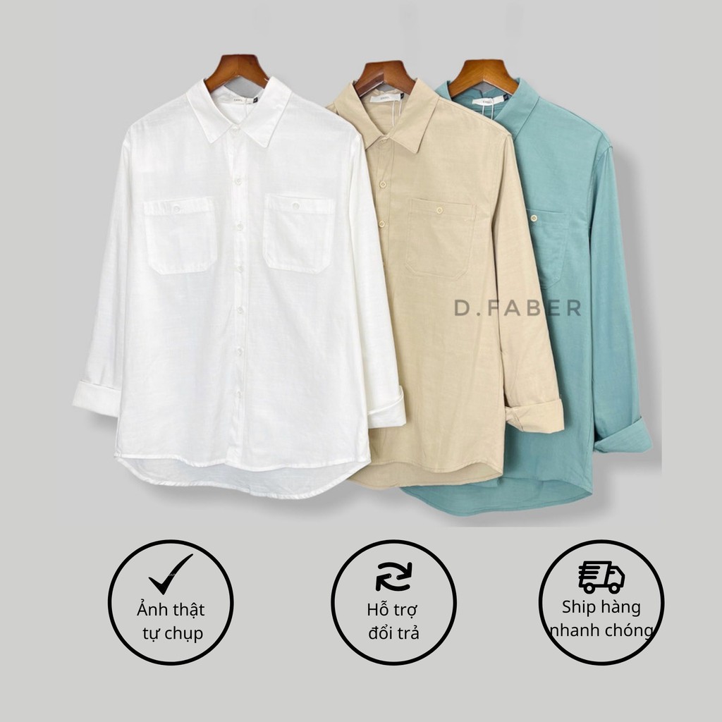 Áo sơ mi nam hàn quốc Basic vải đũi cotton Hàn Quốc xuất xịn, chuẩn form - D. Faber | BigBuy360 - bigbuy360.vn