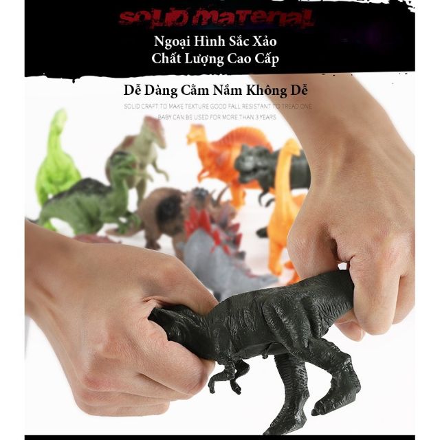 Tặng them 6 con mini]Bộ siêu tập mô hình công viên khủng long hộp 52 món.