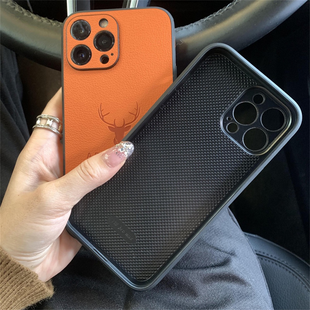 Ốp Điện Thoại Da Vintage Chống Sốc Bảo Vệ Camera Cho iPhone 13 12 11 Pro Max Promax XS Max XR X