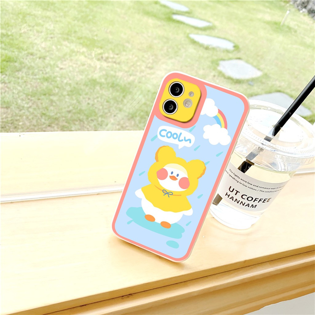 Ốp iphone - Ốp lưng iphone cạnh vuông viền camera Bé vịt má hồng dành cho ip 6 đến 14promax - ng027