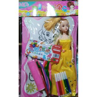 Tranh tô  màu  kèm  bóng bơm  và  búp  bê  khớp