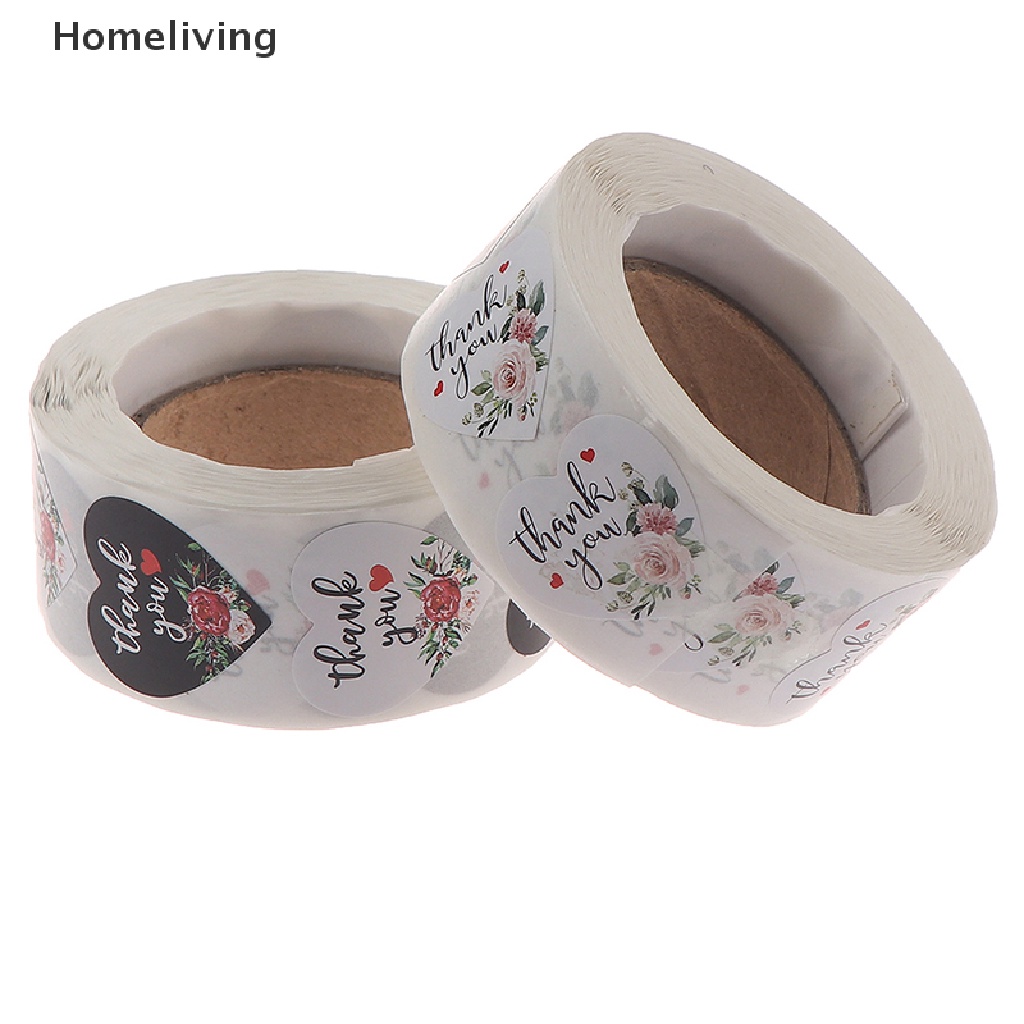 Set 500 nhãn dán hình trái tim in chữ thank you dùng trang trí sổ tay