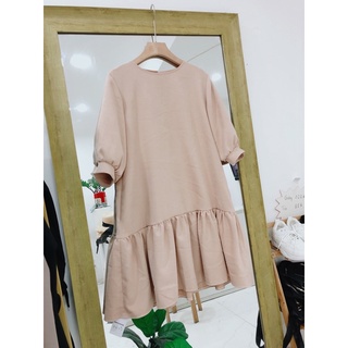 váy nhung cổ tròn đuôi cá