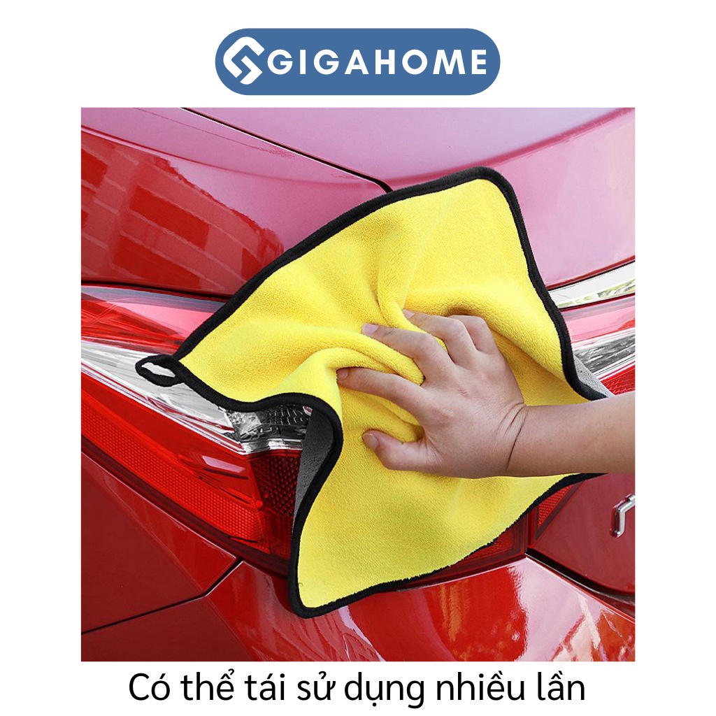 Khăn Lau Ô Tô, Lau Bếp GGISHOME Màu Vàng 2 Lớp Cao Cấp, Siêu Thấm Hút 38x45cm 7686