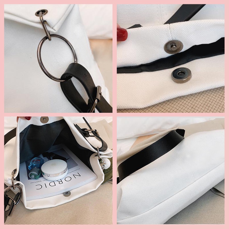 Túi đeo chéo túi đeo vai nữ ChenHua vải canvas trơn đựng a4 đi học đi chơi dây túi đeo vai da pu cao cấp TX25