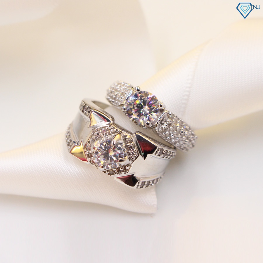 Nhẫn cặp đôi bạc bản to nam nữ đính đá khắc tên ND0267 Trang Sức TNJ