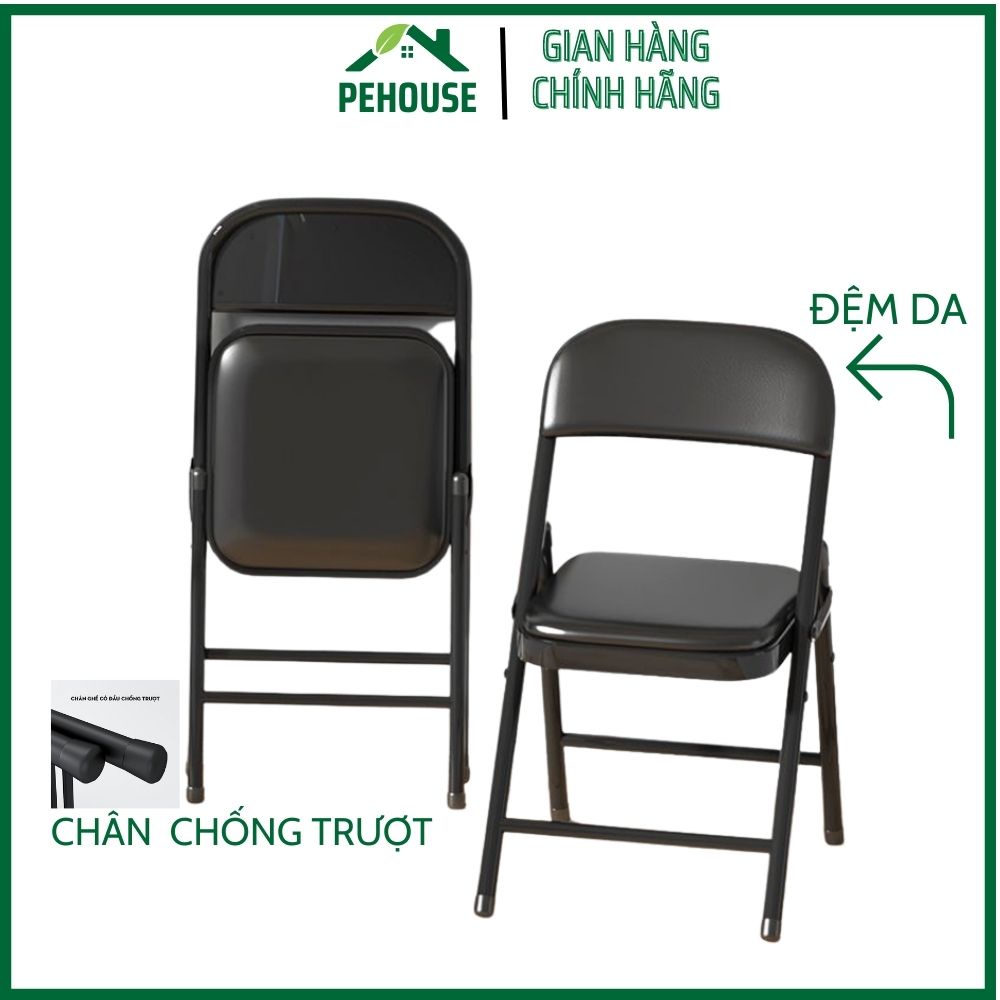Ghế Xếp Gấp Gọn Văn Phòng Đệm Ngồi Êm Ái Khung Ghế Chịu Lực Phủ Sơn Tĩnh Điện
