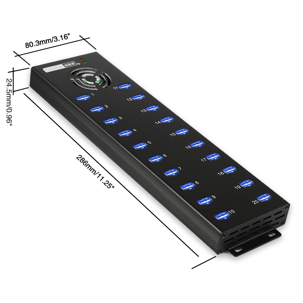 Bộ chia USB 20 cổng - Hub 20 port Sipolar A-805P mẫu mới 2021 có Quạt Tản Nhiệt kèm dây USB + sạc nguồn - hàng sẵn!