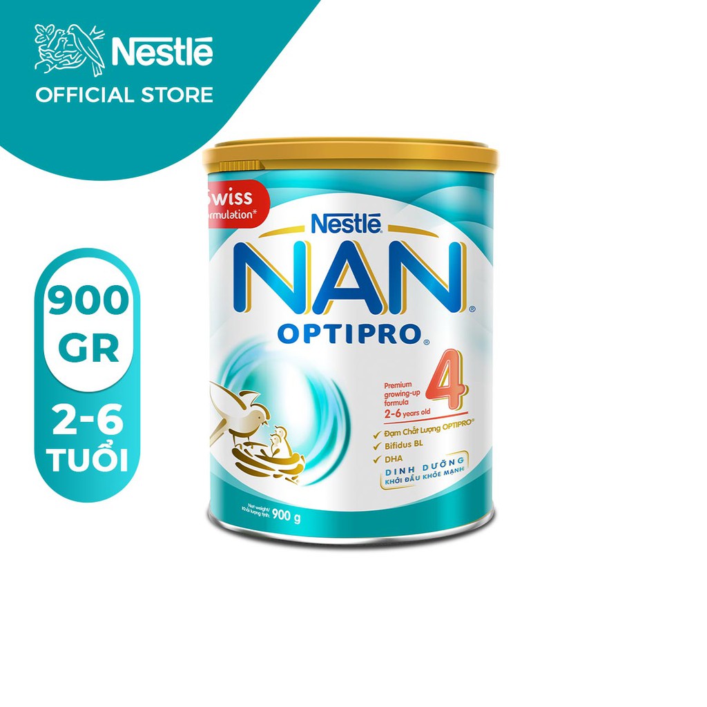 [Mã NESCCB04 hoàn 10% xu đơn 500000] [Tặng 1 Balo Vườn Thú] Combo 2 Lon Sữa Bột Nestle NAN Optipro 4 (900g/hộp)&lt;br&gt;