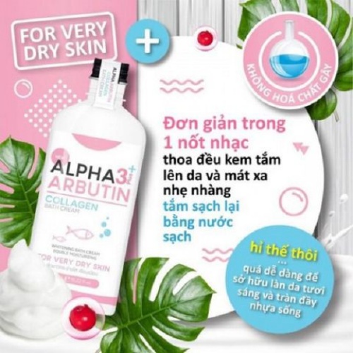 Sữa tắm alpha arbutin 3 plus collagen bath cream  Thái Lan 350ml