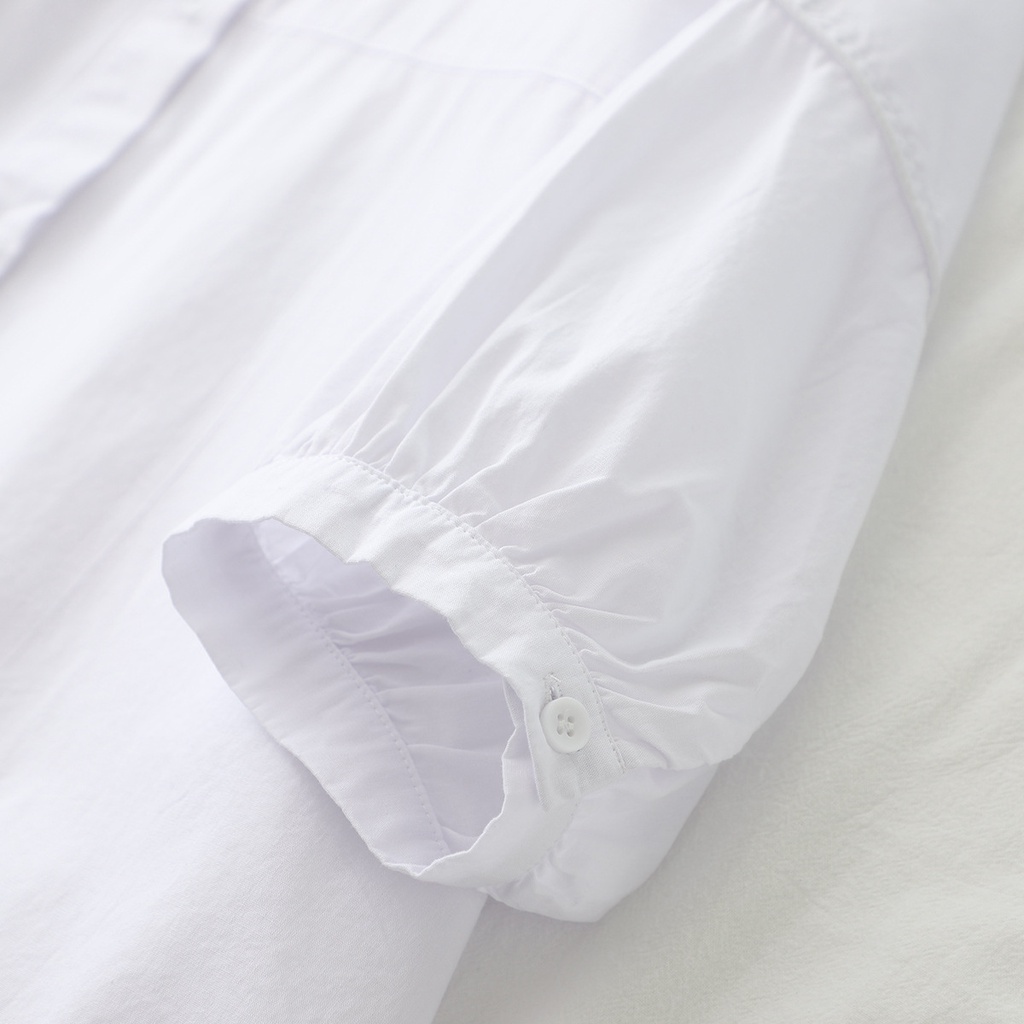 Áo Sơ Mi Tay Lửng Dáng Rộng Phong Cách Hàn Quốc Thời Trang Xuân Hè 2022 Dành Cho Nữ