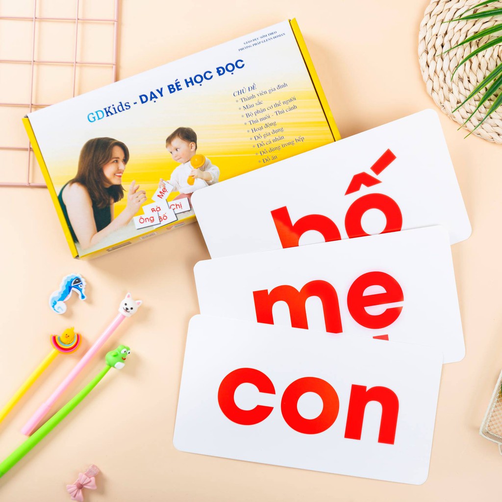 Thẻ Dạy Bé Học Đọc Thẻ Học Thông Minh GDKids Flashcard Học Chữ Chuẩn Glenn doman Bộ Cơ Bản