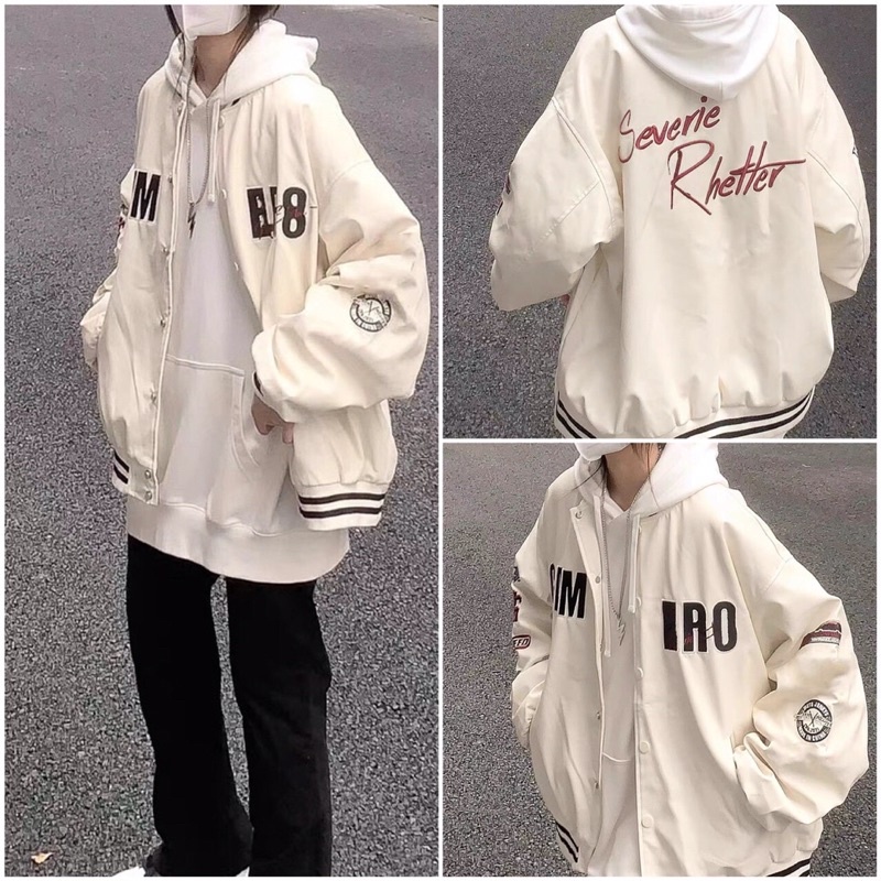 Áo khoác bomber IRO nam nữ unisex vải kaki 2 lớp form rộng