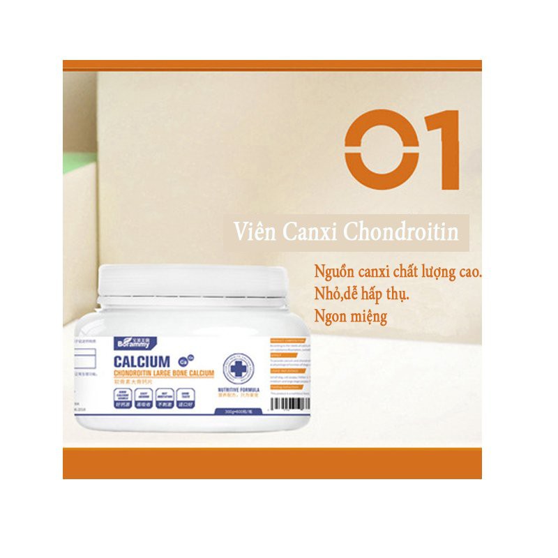 Hộp 600 viên canxi cho chó BRORAMY canxi Chondroitin VITAMIN A,D3 hấp thụ nhanh cho chó mèo