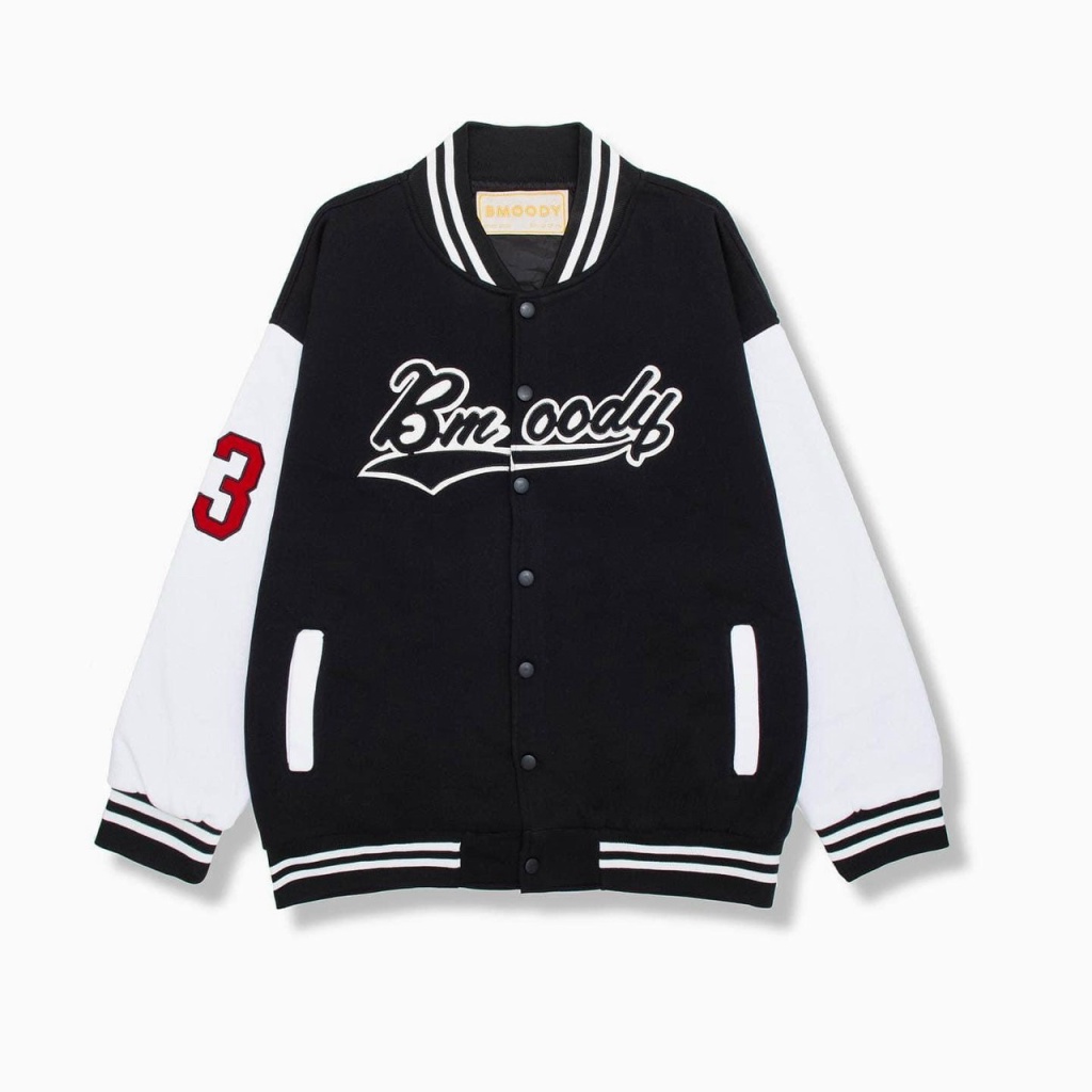 Áo Khoác Bomber Unisex Chất Dù in Chữ BMOODY Kèm Số 23 Cánh Tay Kiểu Dáng Bóng Chày Form Chuẩn Mặc Thoải Mái [New Unisex