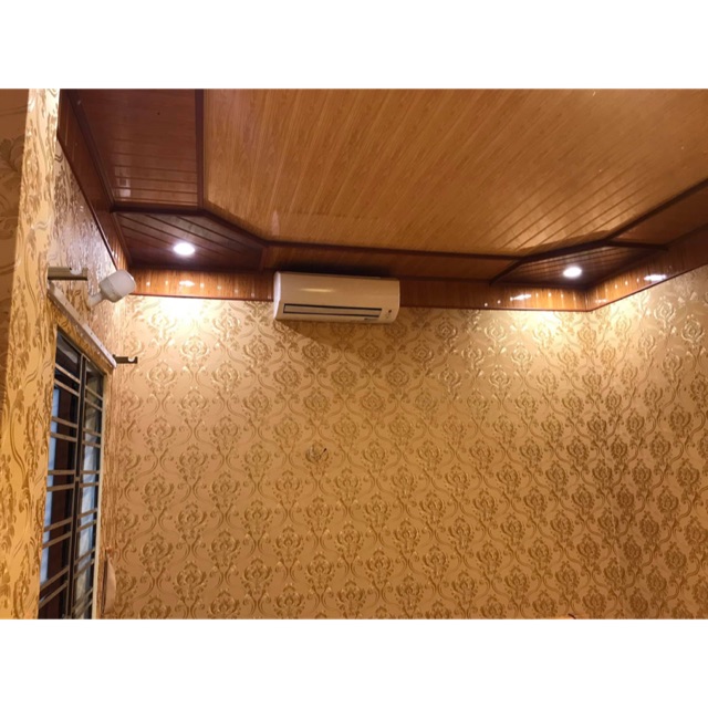 10 mét giấy dán tường keo ngoài hoa văn in nổi 3d hàng siêu đẹp màu nâu
