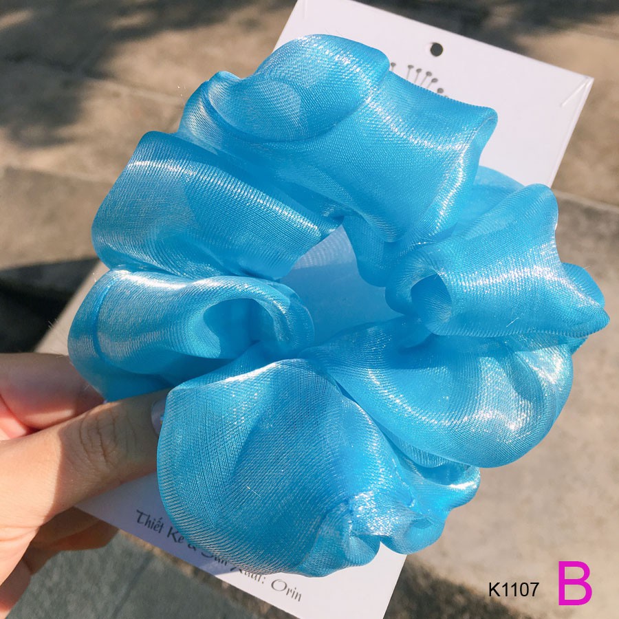 Dây buộc tóc scrunchies voan ánh nhũ nhiều màu siêu đẹp Orin K1107