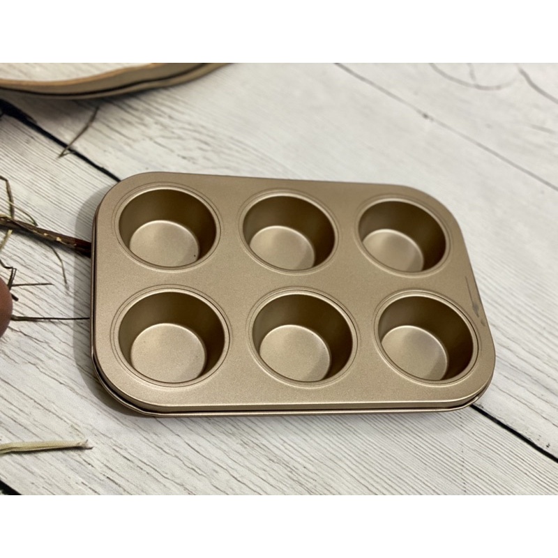 Khuôn cupcake 6 lổ màu vàng - đen
