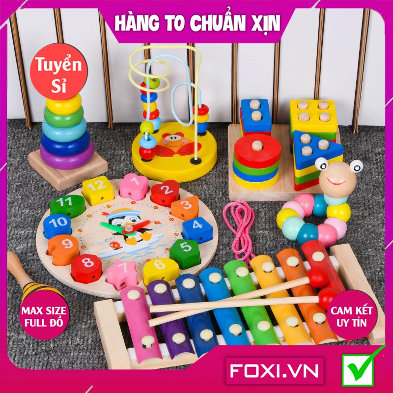 [HÀNG ĐẸP FREESHIP] Bộ đồ chơi gỗ Foxi-Đồ chơi trẻ em thông minh-xâu hạt làm toán Montessori sáng tạo-khéo léo-siêu rẻ