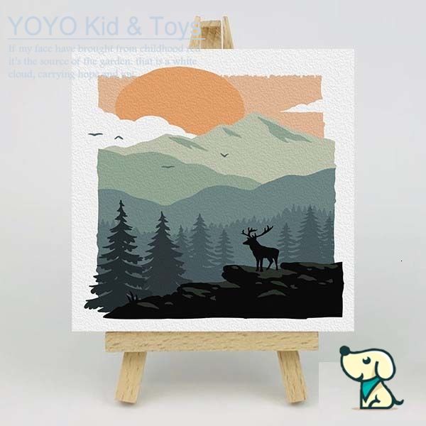 YoYo❤️Wall Art  tranh sơn dầu số hoá DIY Canvas Acrylic Paint / Painting kit / Deco Colouring art / 20X20CM noframe sunset XH123