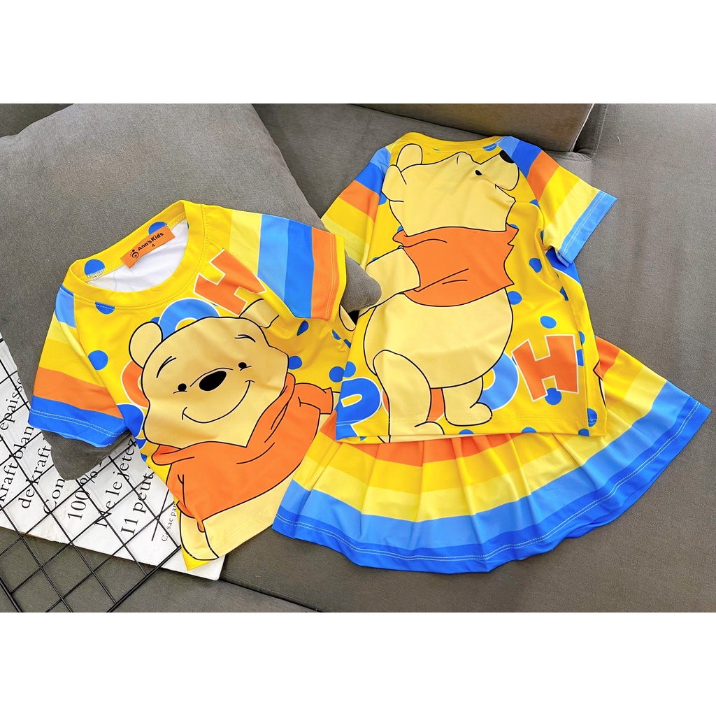 Váy Cho Bé Gái Set Áo Váy Đầm Liền Quần Thun Lạnh 3D Dễ Thương Size Nhí Đại 9-43 Kg In Hình Hot Trend Homie Kids