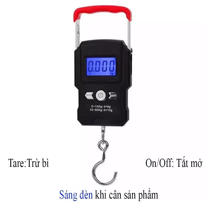 Cân Điện Tử Mini Cầm Tay 50kg  A23 Cân Treo Có Móc Cân Hành Lý Màn Hình LCD Siêu Chính Xác Bảo Hành 1 Năm