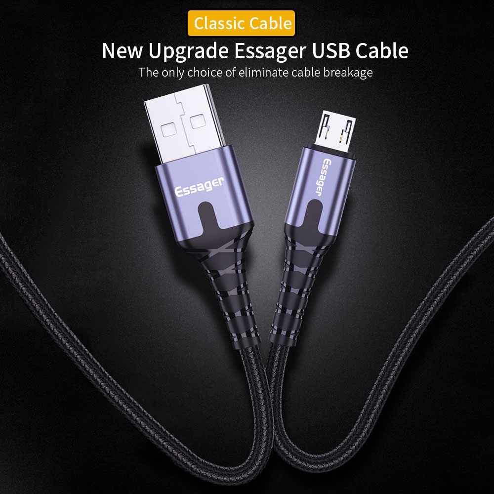 Cáp sạc nhanh có đèn LED Essager Micro Type C USB dành Cho điện thoại Samsung Xiaom