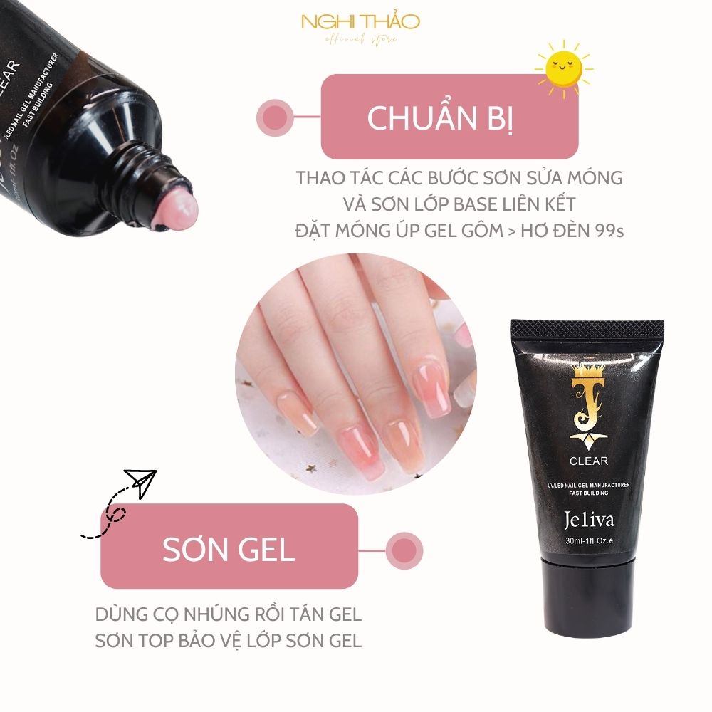 Gel gôm đắp móng úp Jeliva NGHI THẢO 30ml