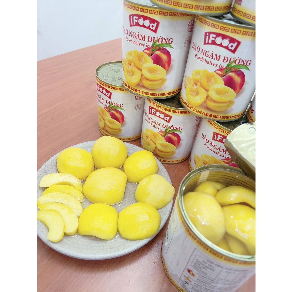 Đào ngâm giòn đóng hộp 830gr