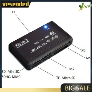 Đen Tất Cả Trong Một Đầu Đọc Thẻ Nhớ USB Ngoài Cardreader SD SDHC Mini Micro M2 MMC XD CF A V9