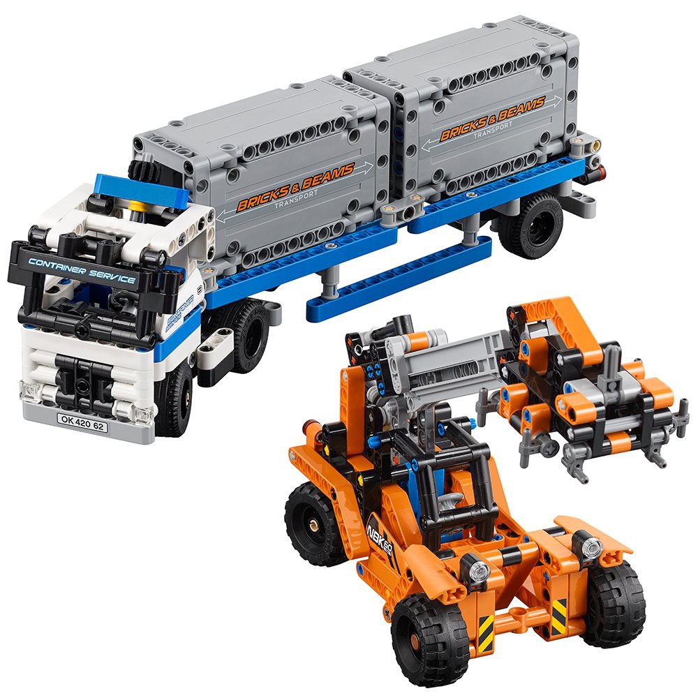 LEGO TECHNIC 42062 Container Yard Building Kit 631 Pieces - Xe công và xe nâng cẩu hàng - Xách tay từ Mỹ
