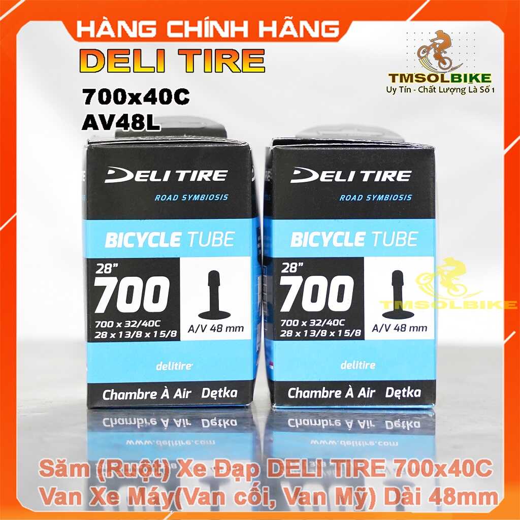 Ruột xe đạp 700x40C AV48mm DELI TIRE Săm xe đạp 700x40C AV48mm Van Xe Máy, Van Mỹ, Van Cối Dài 48mm